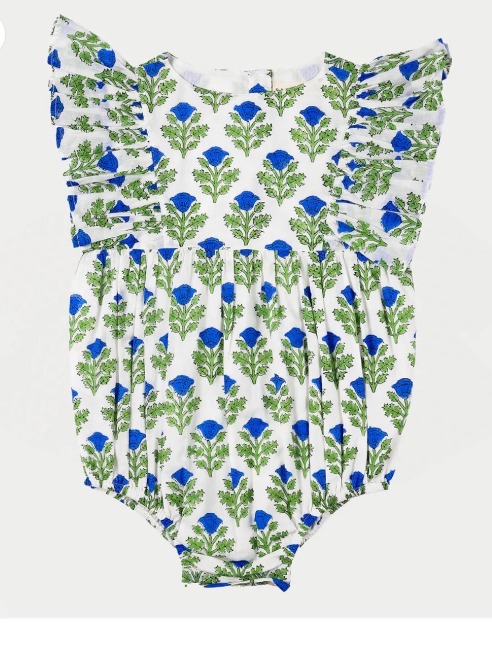 Paisley Magic Floral Baby Romper in Blue & Green